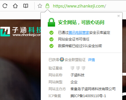 子涵科技 已經(jīng)獲取 [HTTPS] 協(xié)議證書(shū)(圖2)